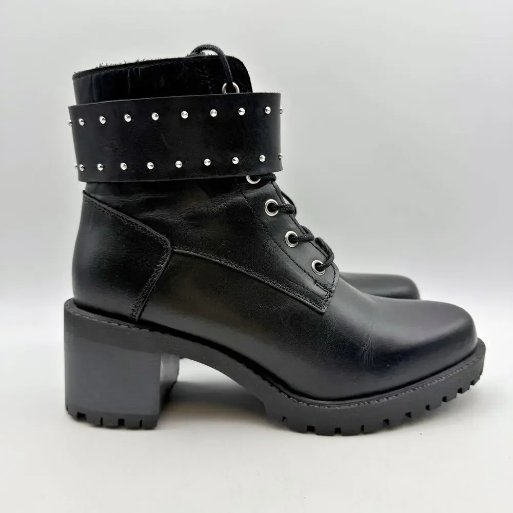 Eric Michael Womens Chase Boots EU 37 US 6.5-7 Black Leather Booties Heels EUC